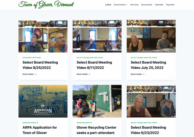 Town of Glover has a new Website
